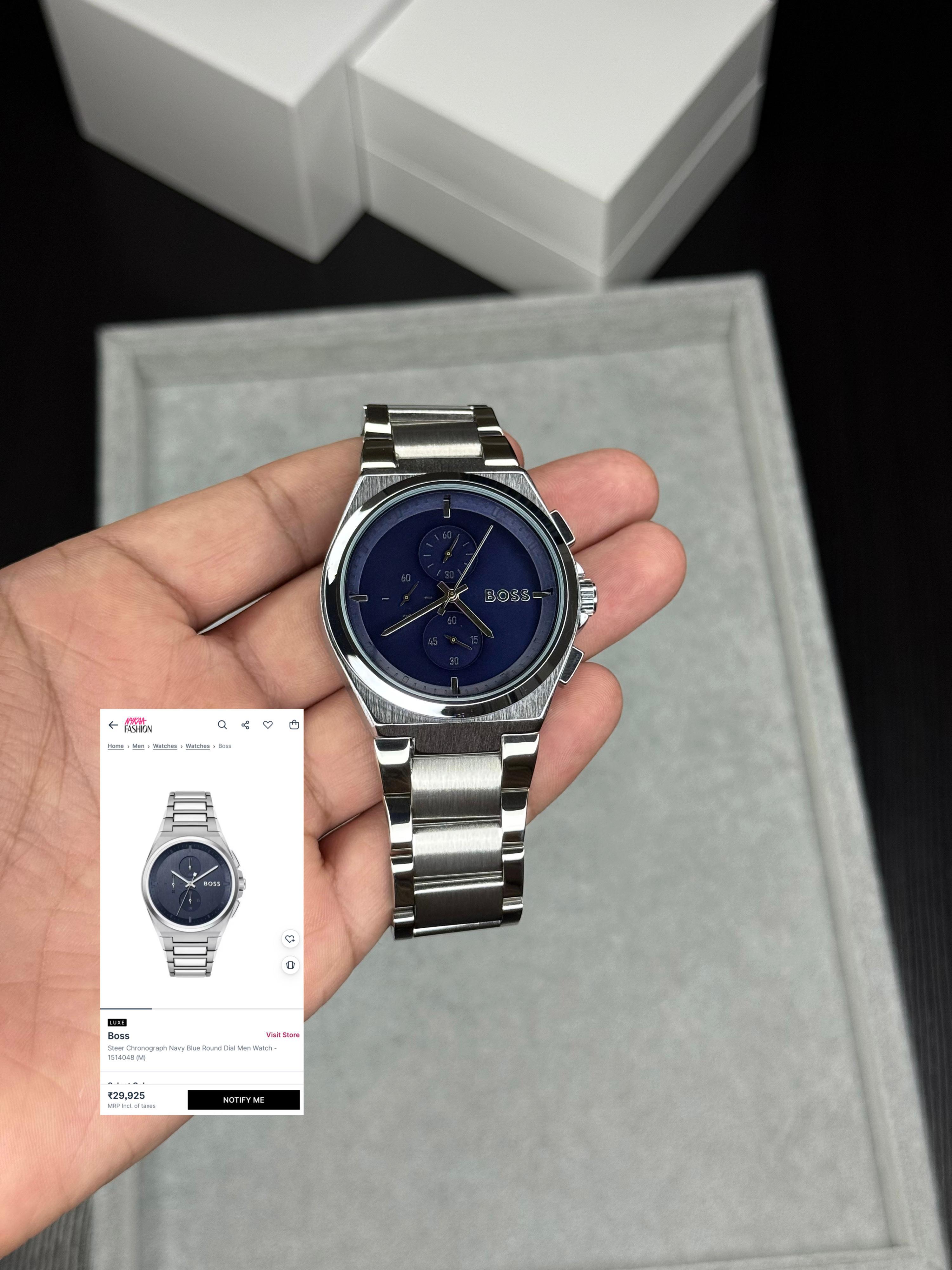 Hugo Boss Silver Chain Blue Dial Men's Watch